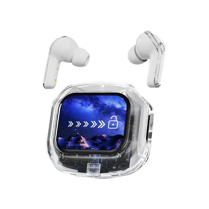 MG6 Transparent LCD Color Screen Wireless Bluetooth Headset Smart Touch Screen Transparent Exquisite Battery Compartment Long Endurance Noise Reduction