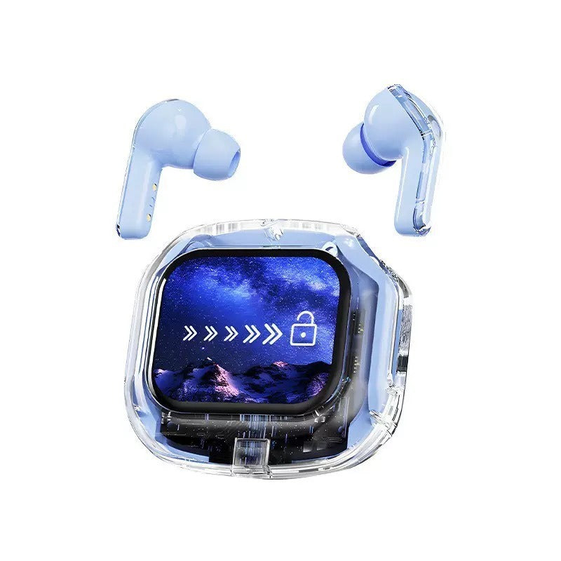 MG6 Transparent LCD Color Screen Wireless Bluetooth Headset Smart Touch Screen Transparent Exquisite Battery Compartment Long Endurance Noise Reduction